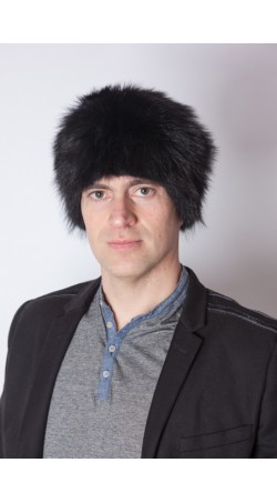 Black raccoon fur hat - unisex